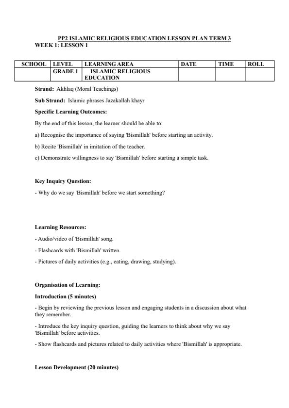 Page 1 – PP2 IRE Lesson Plans Term 3  – Kenyaplex