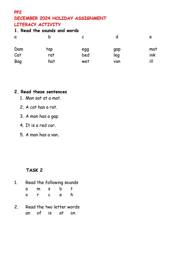 Page 1 – PP2 Literacy Activities December 2024 Holiday Assignment – Kenyaplex