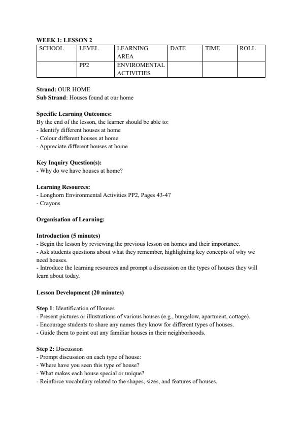 Page 3 – PP2 Rationalized Environmental Activities Lesson Plans Term 2 – Kenyaplex