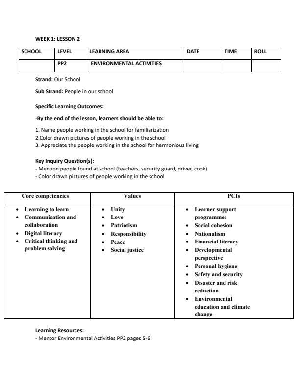 Page 3 – PP2 Rationalized Environmental Activities Lesson Plans Term 3 - Mentor – Kenyaplex