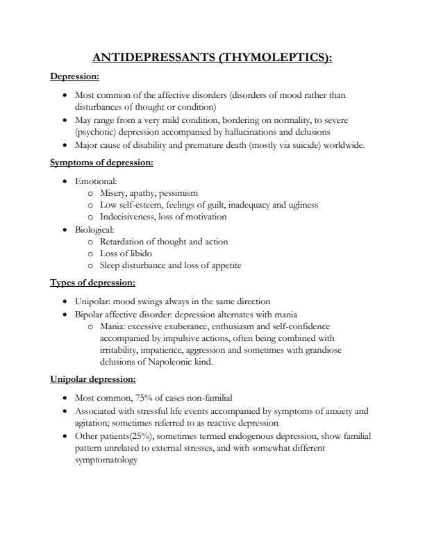 Page 1 – Pharmacology notes on antidepressants and their mode of action and side effects  – Kenyaplex