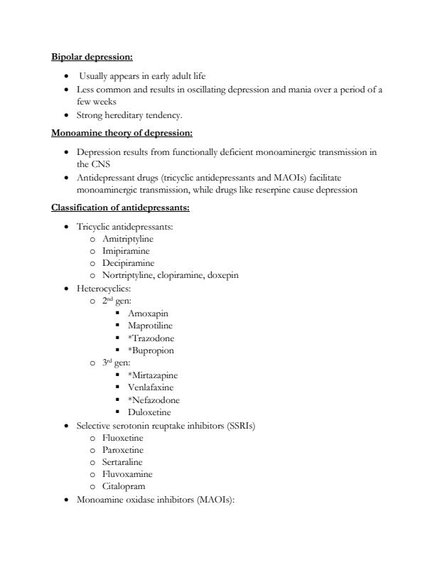 Page 2 – Pharmacology notes on antidepressants and their mode of action and side effects  – Kenyaplex