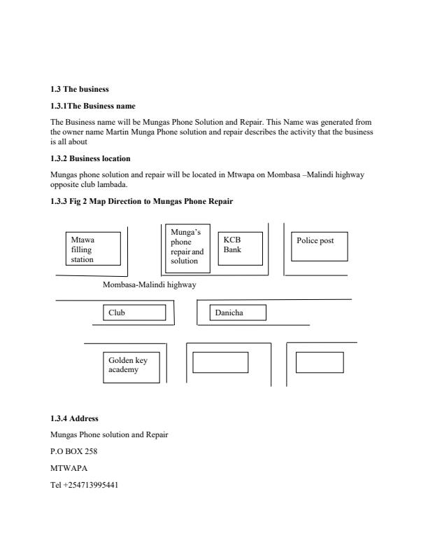 Page 2 – Phone Repair Shop Business Plan – Kenyaplex