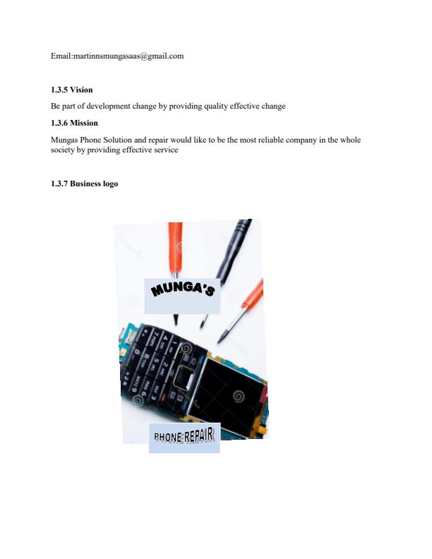 Page 3 – Phone Repair Shop Business Plan – Kenyaplex