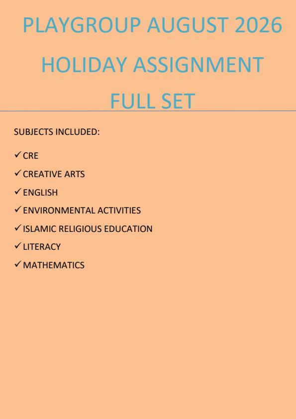 Page 1 – Playgroup August 2026 Holiday Assignment - Full Set – Kenyaplex