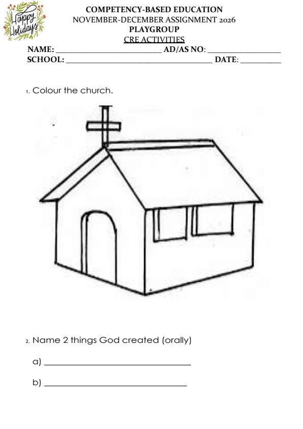 Page 1 – Playgroup CRE December 2026 Holiday Assignment – Kenyaplex