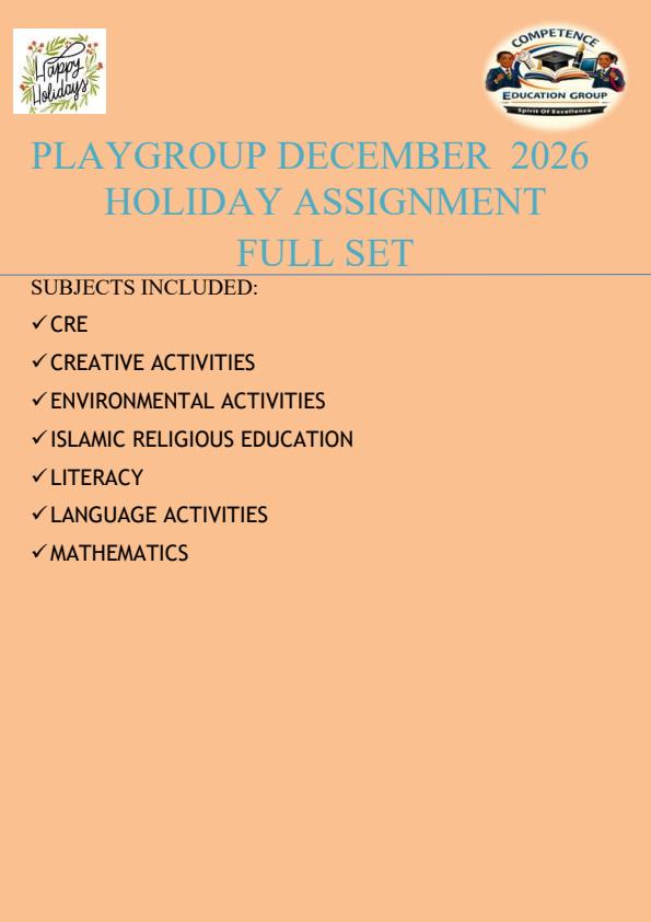 Page 1 – Playgroup December 2026 Holiday Assignment - Full Set – Kenyaplex