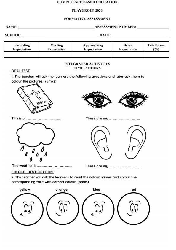 Page 1 – Playgroup Integrated Activities April 2026 Holiday Assignment – Kenyaplex