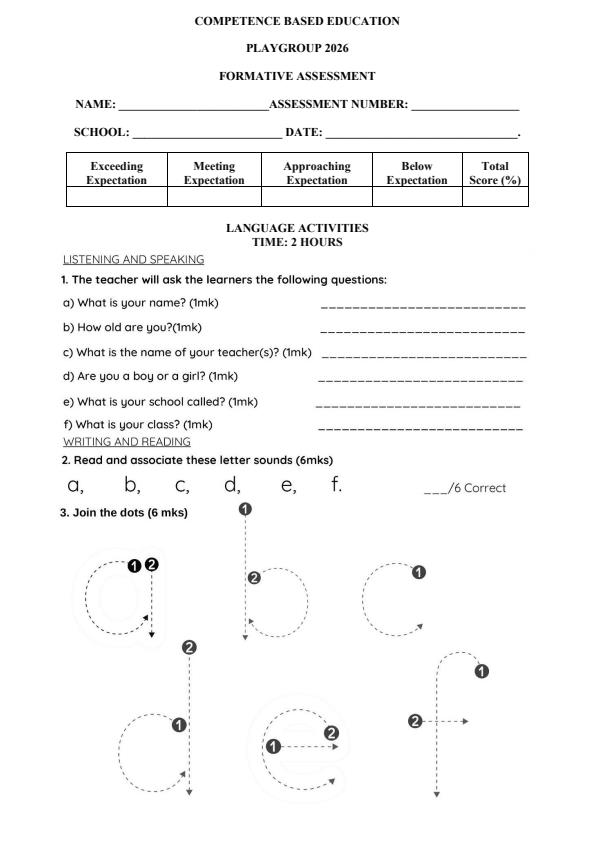 Page 1 – Playgroup Language Activities April 2026 Holiday Assignment – Kenyaplex
