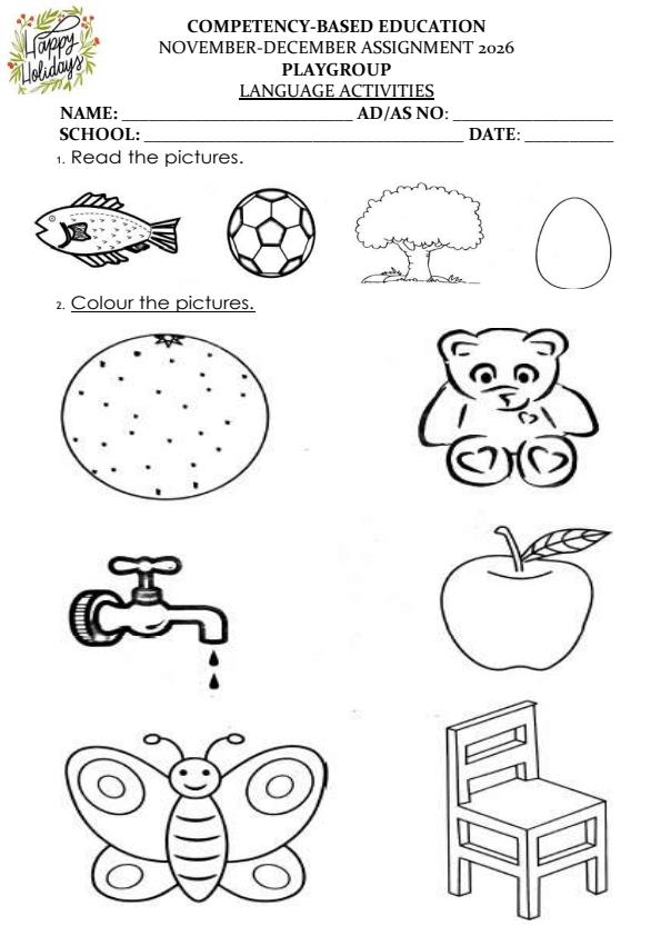 Page 1 – Playgroup Language Activities December 2026 Holiday Assignment – Kenyaplex