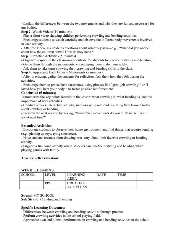 Page 3 – Pp1 Creative Activities Lesson Plans Term 3 - Longhorn – Kenyaplex
