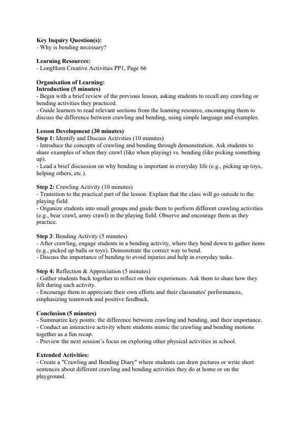 Page 4 – Pp1 Creative Activities Lesson Plans Term 3 - Longhorn – Kenyaplex