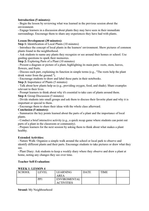 Page 4 – Pp1 Environmental Activities Lesson Plans Term 3 - Longhorn – Kenyaplex