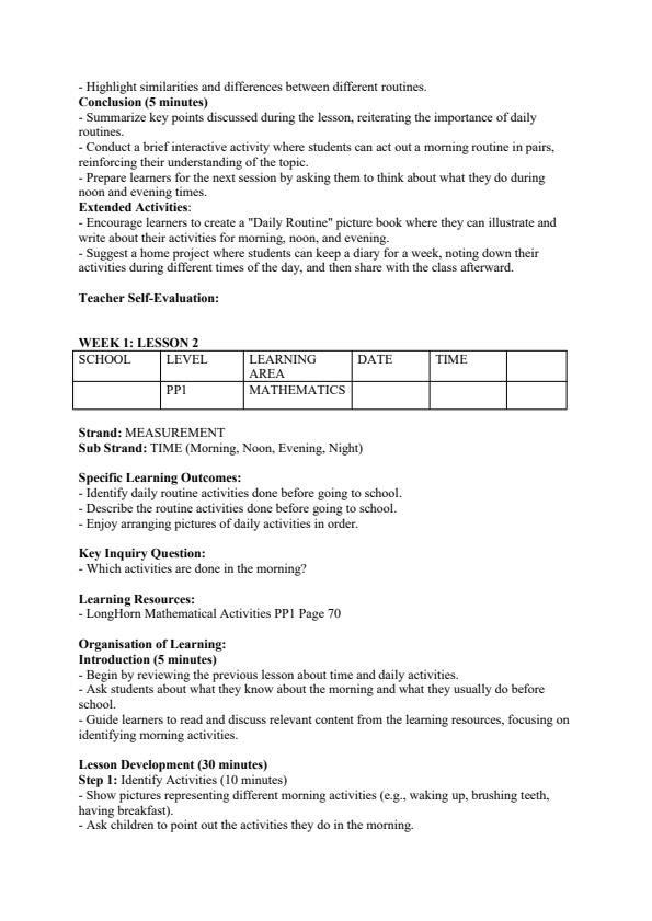Page 2 – Pp1 Mathematics Lesson Plans Term 3 - Longhorn – Kenyaplex