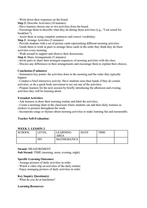 Page 3 – Pp1 Mathematics Lesson Plans Term 3 - Longhorn – Kenyaplex