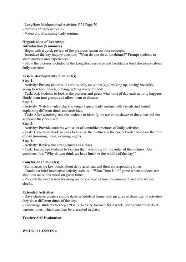 Page 4 – Pp1 Mathematics Lesson Plans Term 3 - Longhorn – Kenyaplex