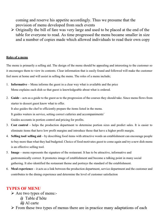 Page 2 – Practical Cookery: Menu Knowledge Notes  – Kenyaplex