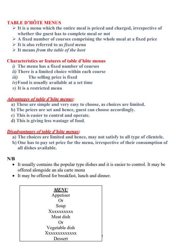 Page 3 – Practical Cookery: Menu Knowledge Notes  – Kenyaplex