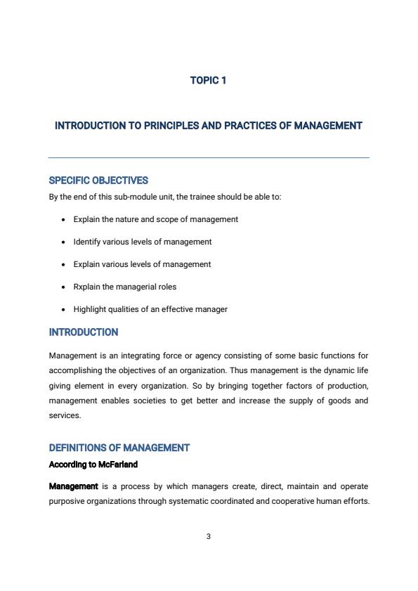 Page 3 – Principles and Practice of Management Notes for Diploma Courses – Kenyaplex