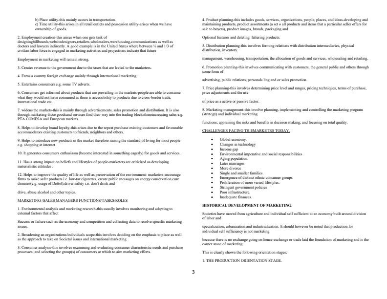 Page 3 – Principles and Practices of Marketing Notes – Kenyaplex