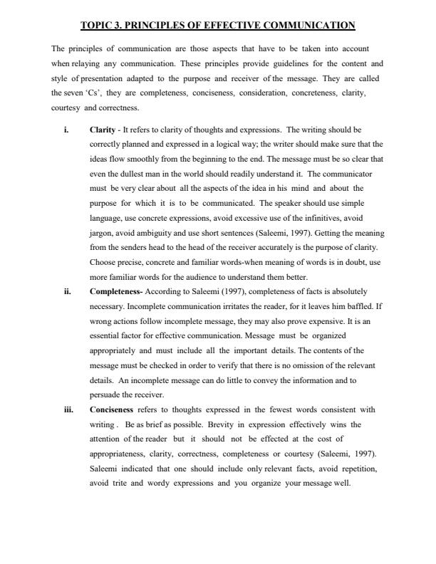 Page 1 – Principles of Effective Communication Notes – Kenyaplex