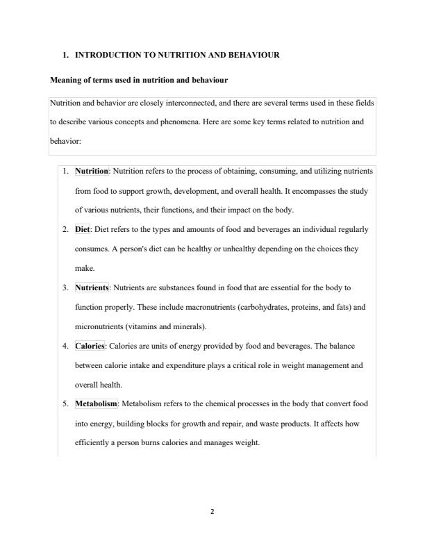 Page 2 – Principles of Nutrition and Behaviour Notes – Kenyaplex