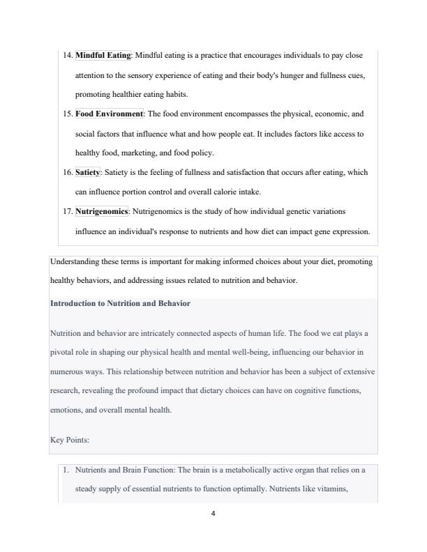 Page 4 – Principles of Nutrition and Behaviour Notes – Kenyaplex