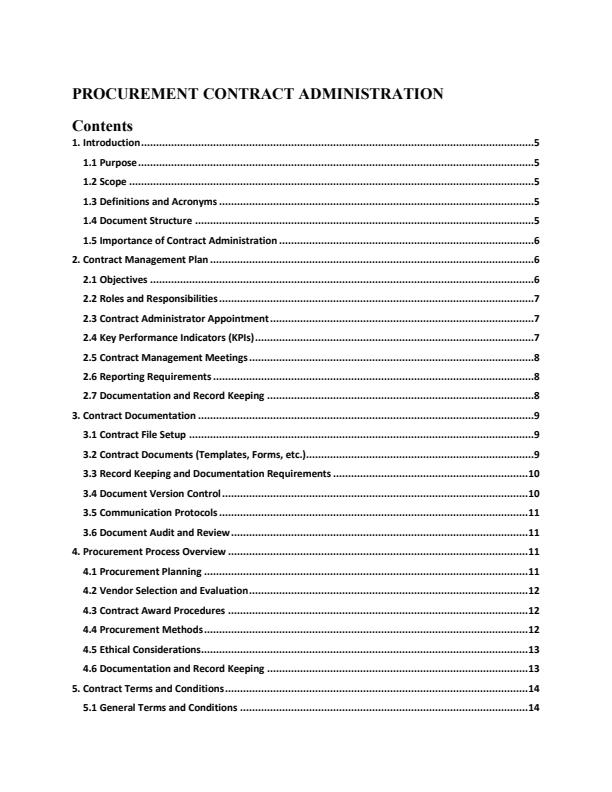 Page 1 – Procurement Contract Administration Notes – Kenyaplex