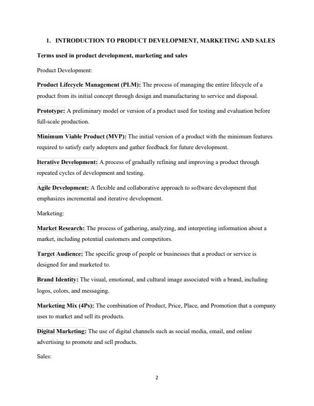 Page 1 – Product Development, Marketing and Sales Notes For Diploma in Nutrition and Dietetics Management – Kenyaplex