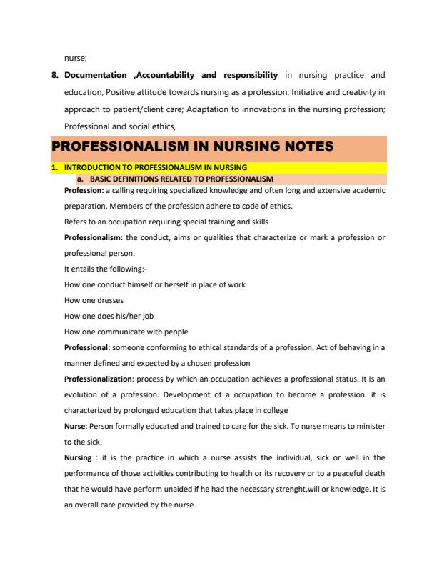 Page 2 – Professionalism in Nursing Notes – Kenyaplex