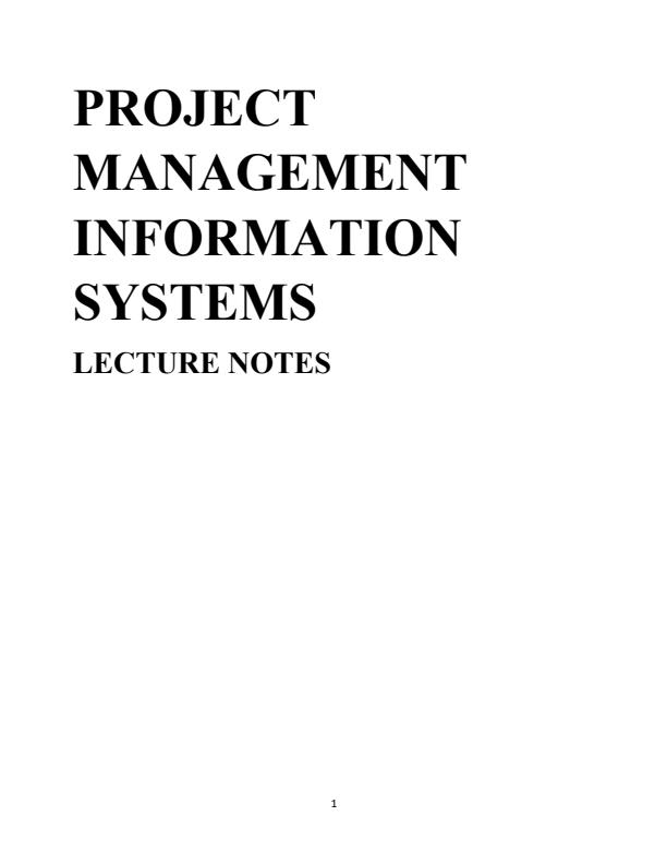Page 1 – Project Management Information Systems Notes – Kenyaplex