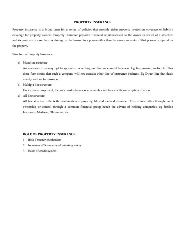 Page 1 – Property Insurance Notes – Kenyaplex