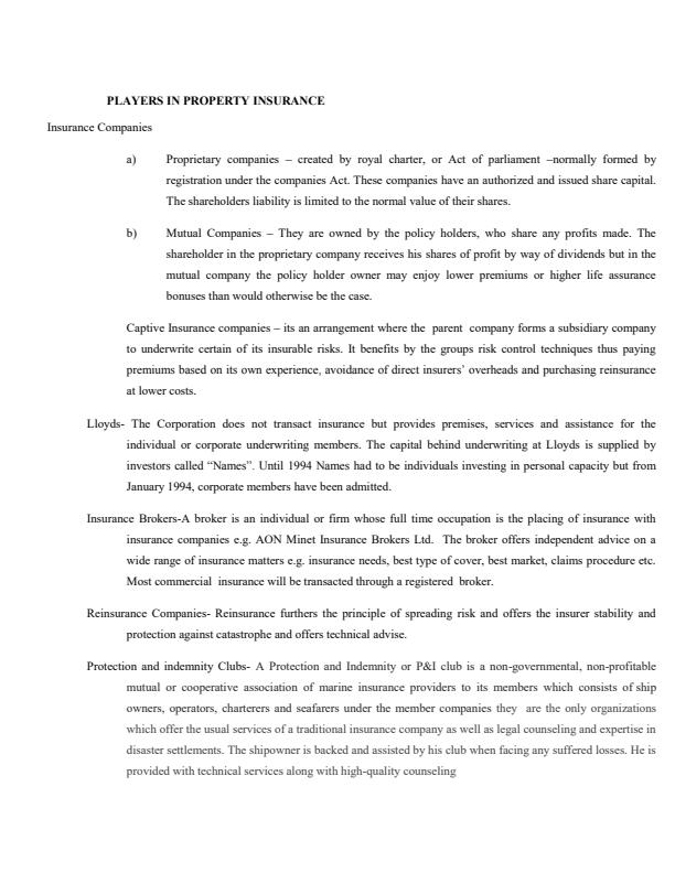 Page 2 – Property Insurance Notes – Kenyaplex