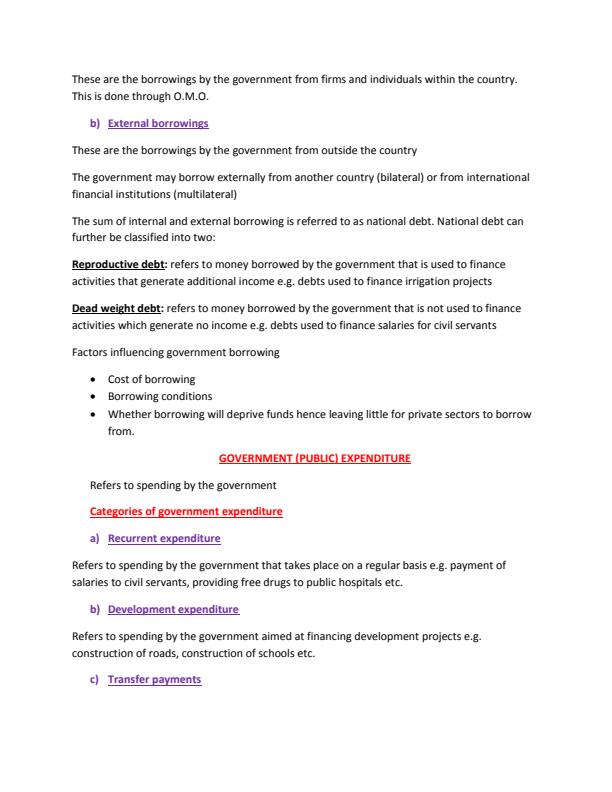 Page 2 – Public Finance Notes: Form 4 Business Studies – Kenyaplex