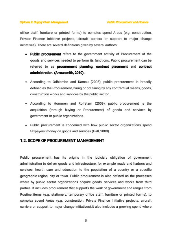 Page 5 – Public Procurement and Finance Notes for Diploma in Supply Chain Management – Kenyaplex