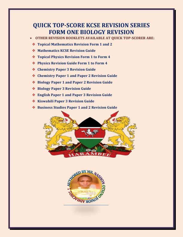 Page 2 – Quick Top Scorer Biology Form 1 Revision  – Kenyaplex