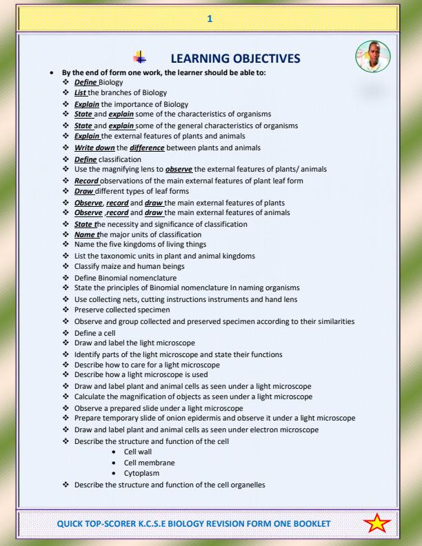 Page 4 – Quick Top Scorer Biology Form 1 Revision  – Kenyaplex