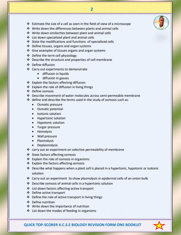 Page 5 – Quick Top Scorer Biology Form 1 Revision  – Kenyaplex