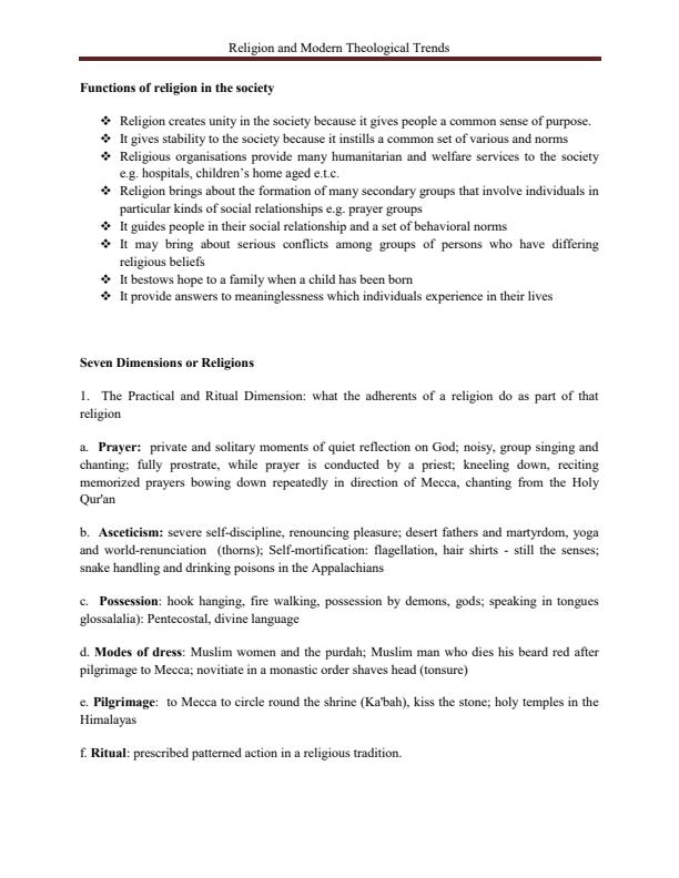 Page 3 – Religion and Modern Theological Trends Notes – Kenyaplex