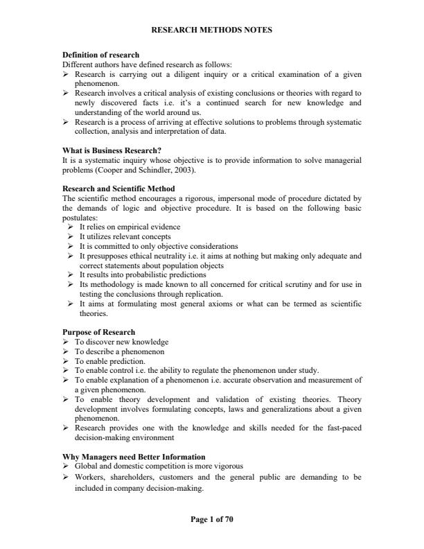 Page 1 – Research Methods Notes Year 3 – Kenyaplex
