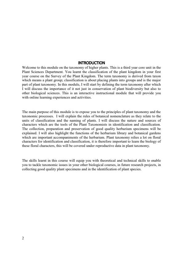 Page 1 – SBT 301: Taxonomy of Higher Plants Notes – Kenyaplex