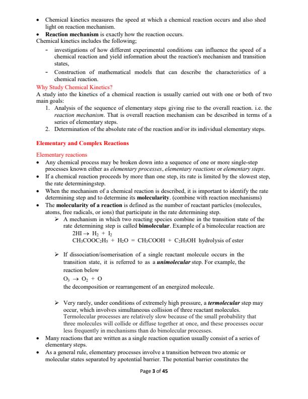 Page 3 – SCH 308: Kinetics of Chemical Reactions Notes – Kenyaplex