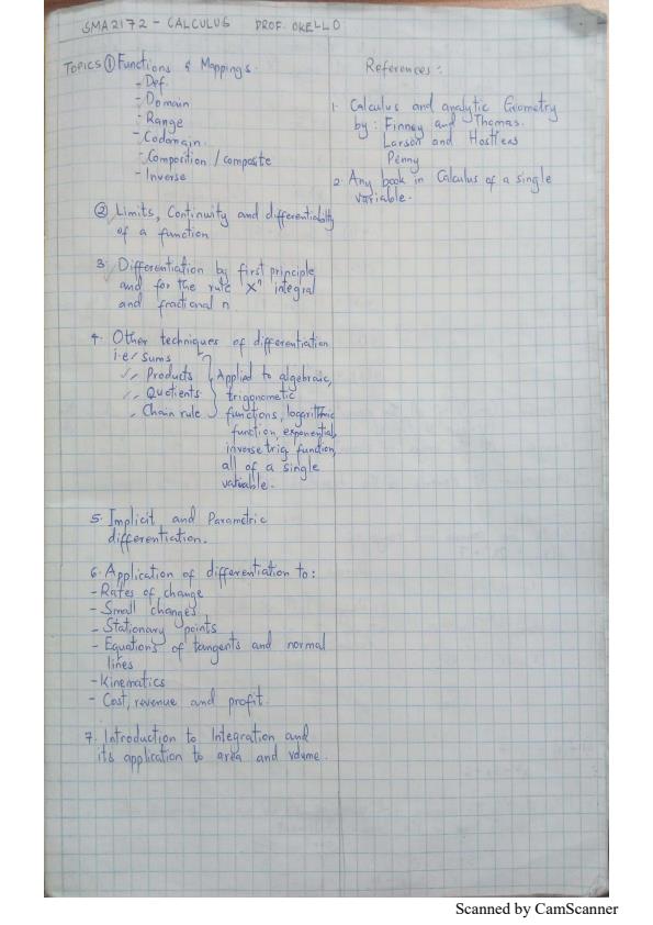 Page 1 – SMA 2172 Calculus Notes (Handwritten) lecturer