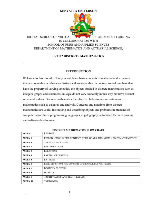 Page 1 – SST 102: Discrete Mathematics Notes – Kenyaplex