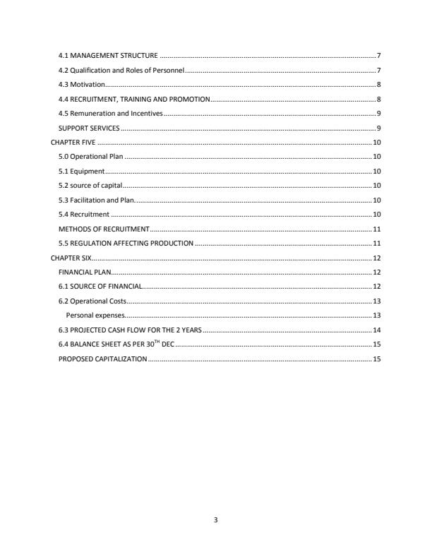 Page 3 – Sample Bakery Business Plan in Kenya – Kenyaplex