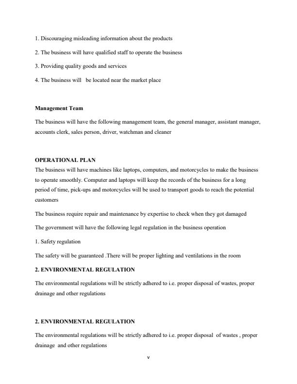 Page 2 – Sample Bookshop Business Plan in Kenya – Kenyaplex
