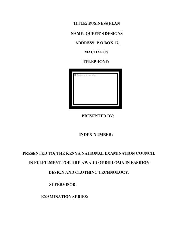 Page 1 – Sample Business Plan for Fashion and Design – Kenyaplex