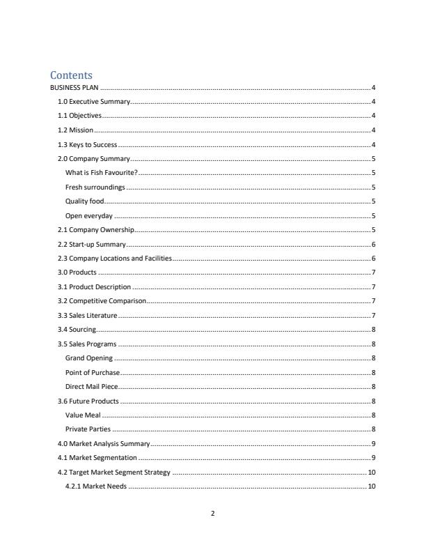 Page 1 – Sample Fish Outlet/Eatery Business Plan – Kenyaplex