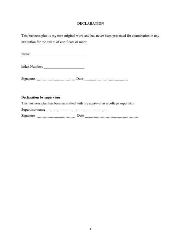 Page 2 – Sample Health and Nutrition Shop Business Plan – Kenyaplex