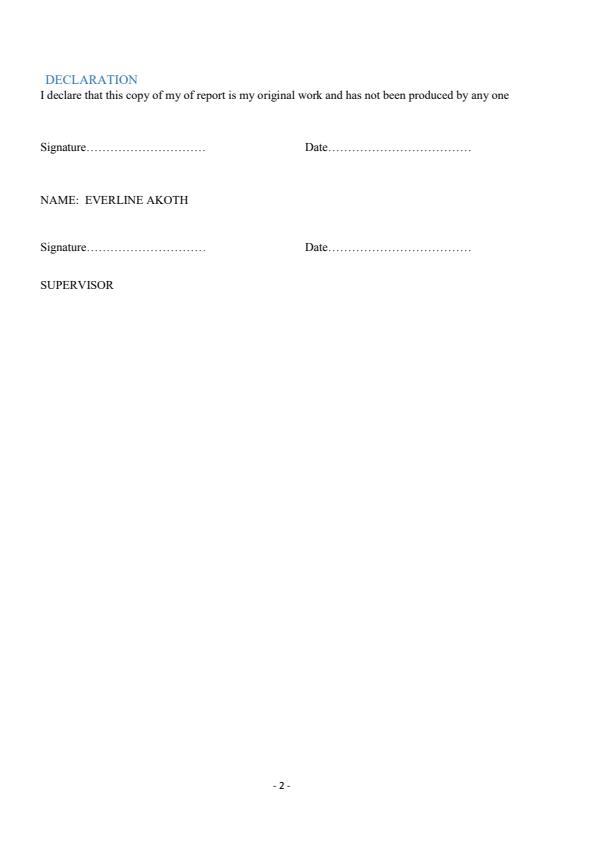 Page 2 – Sample Industrial Attachment Report for Diploma in Social Work and Community Development – Kenyaplex